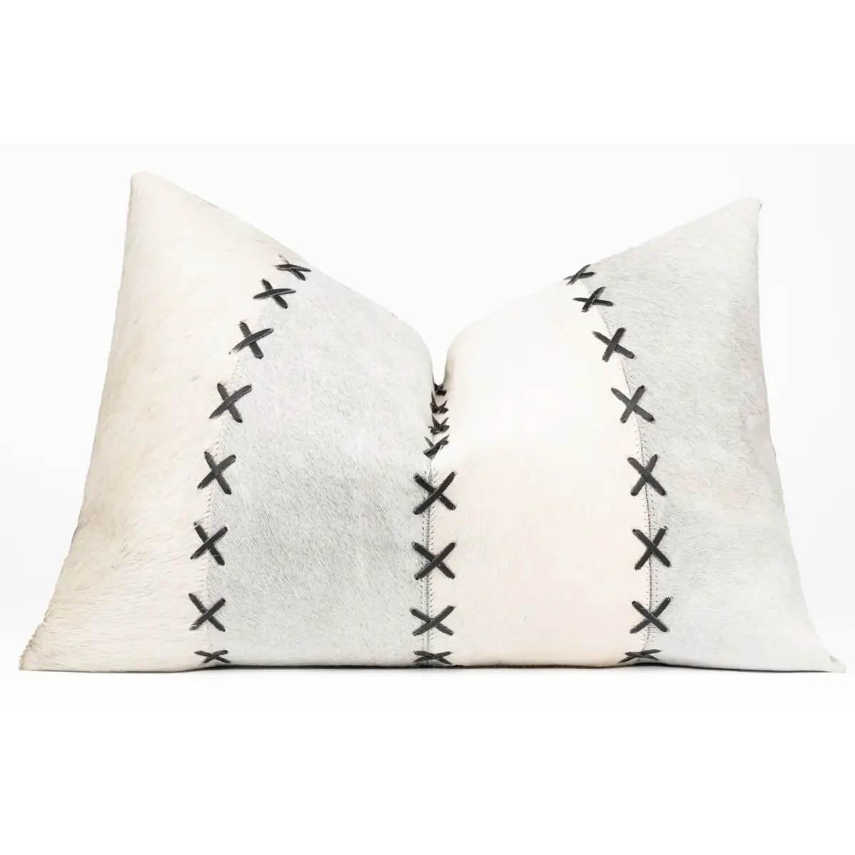 Canvello Genuine Cowhide Leather Decorative Throw Pillows - Handmade Patchwork Boho Accent Pillows For Sofa Couch Bed