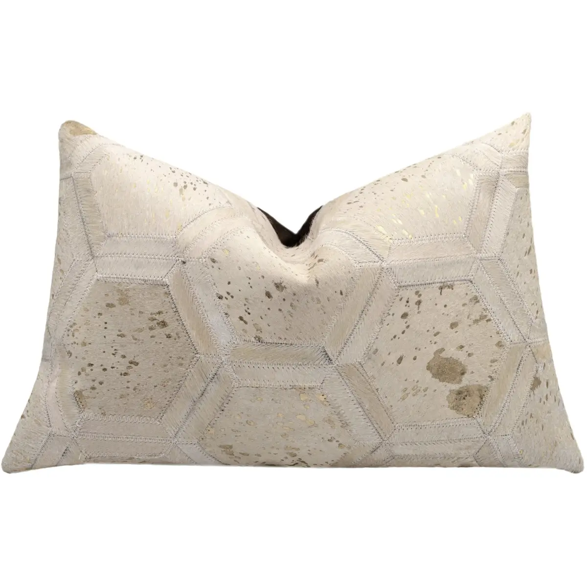 Canvello Genuine Cowhide Leather Decorative Throw Pillows - Handmade Patchwork Boho Accent Pillows For Sofa Couch Bed