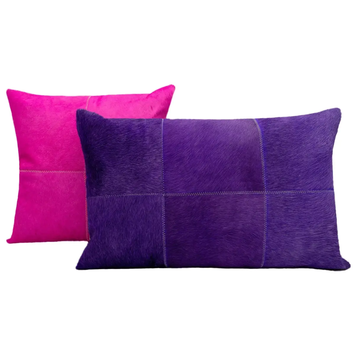Canvello Genuine Cowhide Leather Decorative Throw Pillows - Handmade Patchwork Boho Accent Pillows For Sofa Couch Bed