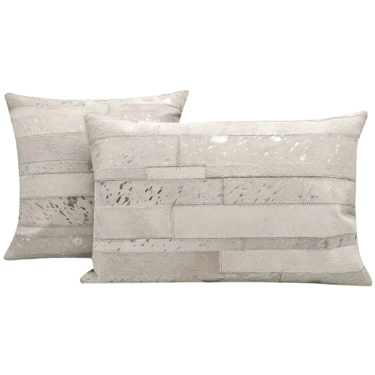 Canvello Genuine Cowhide Leather Decorative Throw Pillows - Handmade Patchwork Boho Accent Pillows For Sofa Couch Bed