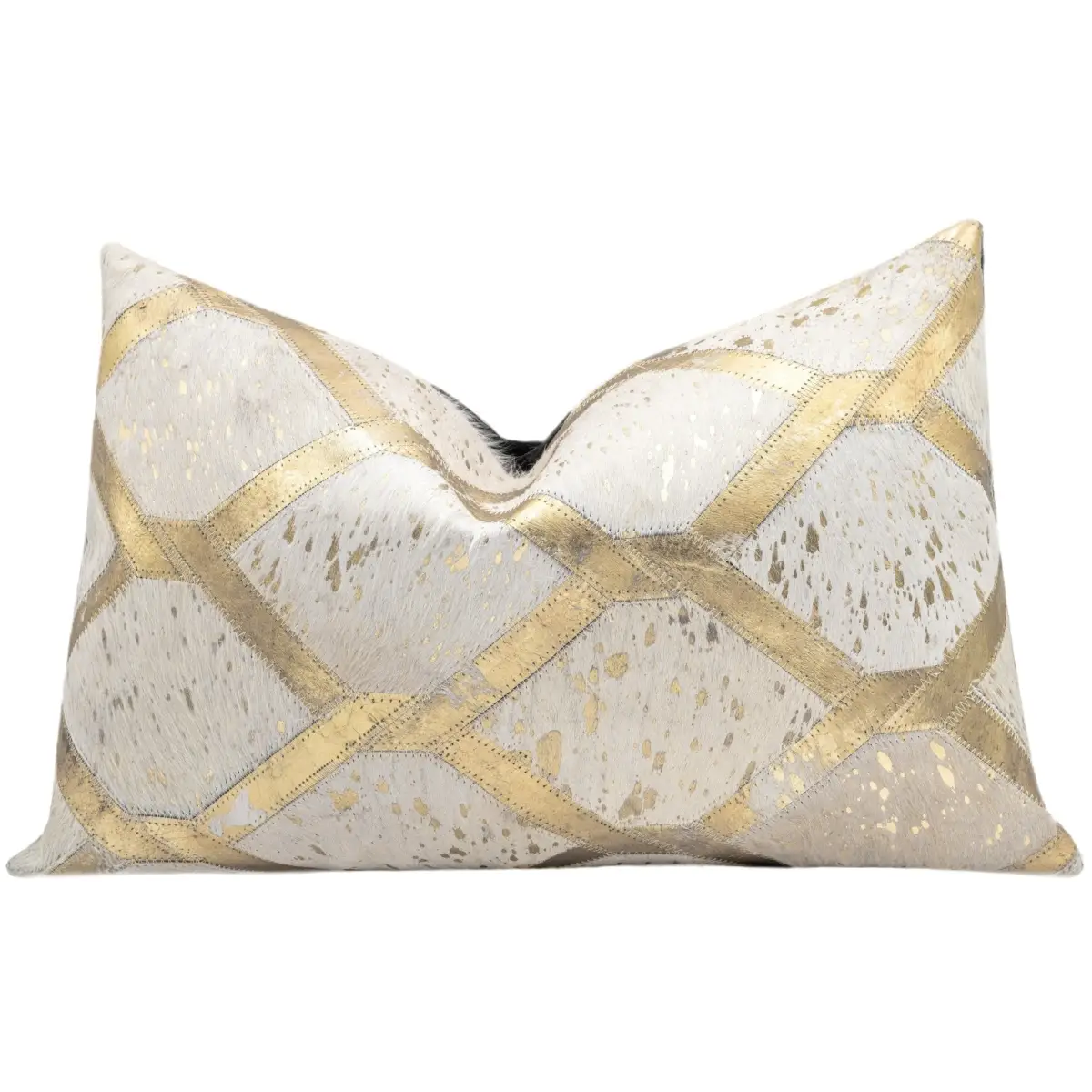 Canvello Genuine Cowhide Leather Decorative Throw Pillows - Handmade Patchwork Boho Accent Pillows For Sofa Couch Bed