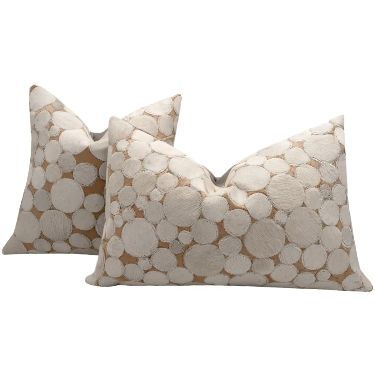 Canvello Genuine Cowhide Leather Decorative Throw Pillows - Handmade Patchwork Boho Accent Pillows For Sofa Couch Bed