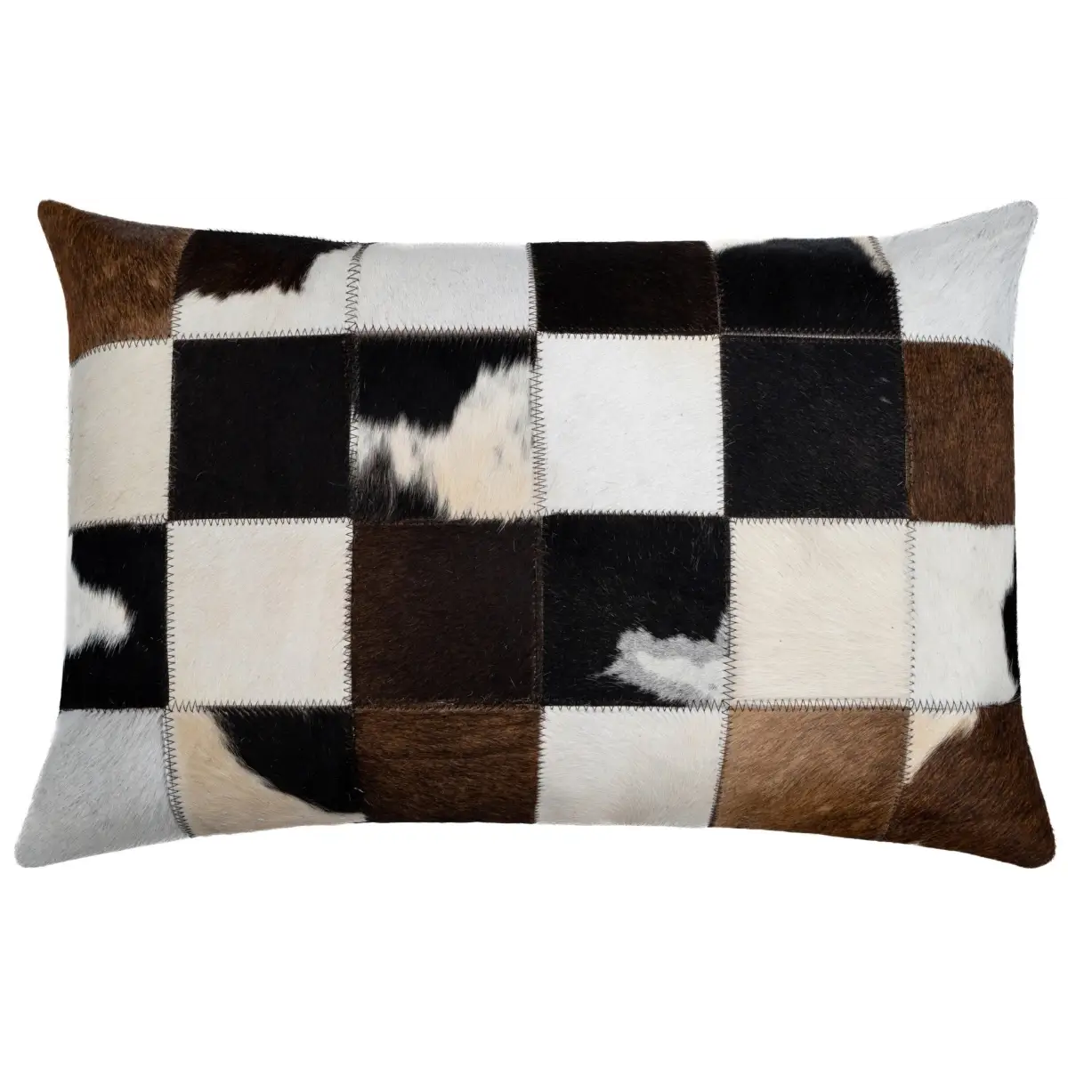 Canvello Genuine Cowhide Leather Decorative Throw Pillows - Handmade Patchwork Boho Accent Pillows For Sofa Couch Bed