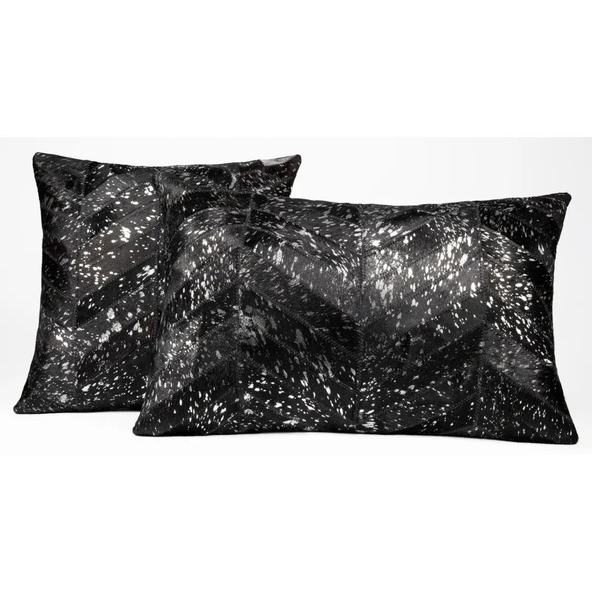 Canvello Genuine Cowhide Leather Decorative Throw Pillows - Handmade Patchwork Boho Accent Pillows For Sofa Couch Bed