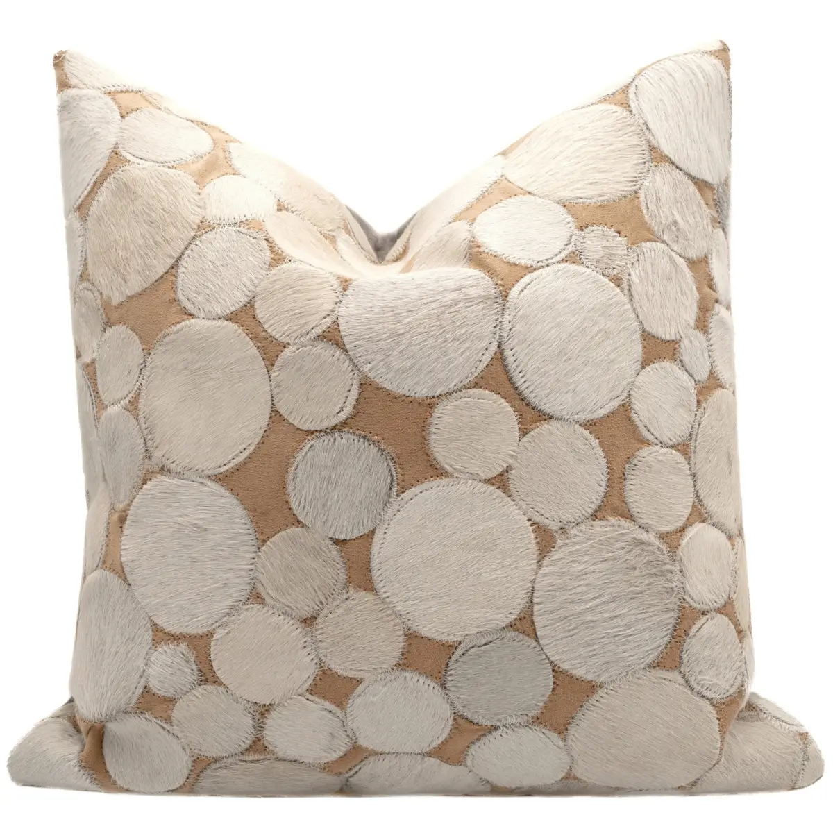 Canvello Genuine Cowhide Leather Decorative Throw Pillows - Handmade Patchwork Boho Accent Pillows For Sofa Couch Bed