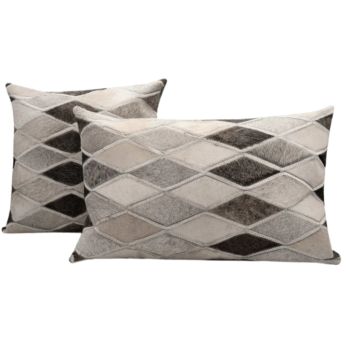 Canvello Genuine Cowhide Leather Decorative Throw Pillows - Handmade Patchwork Boho Accent Pillows For Sofa Couch Bed