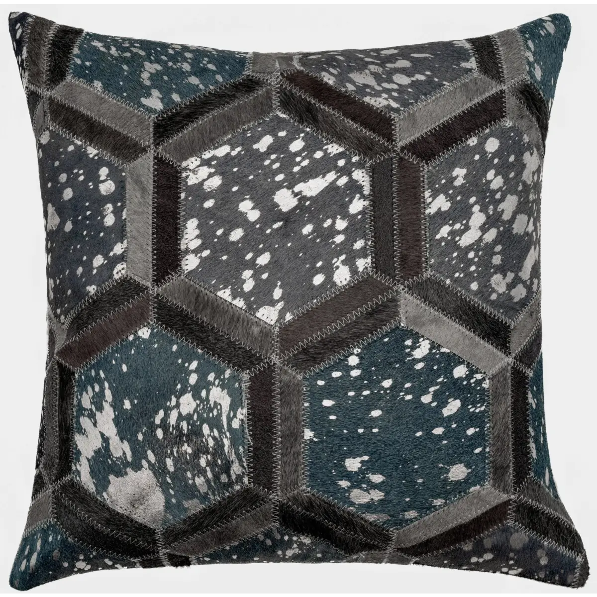 Canvello Genuine Cowhide Leather Decorative Throw Pillows - Handmade Patchwork Boho Accent Pillows For Sofa Couch Bed