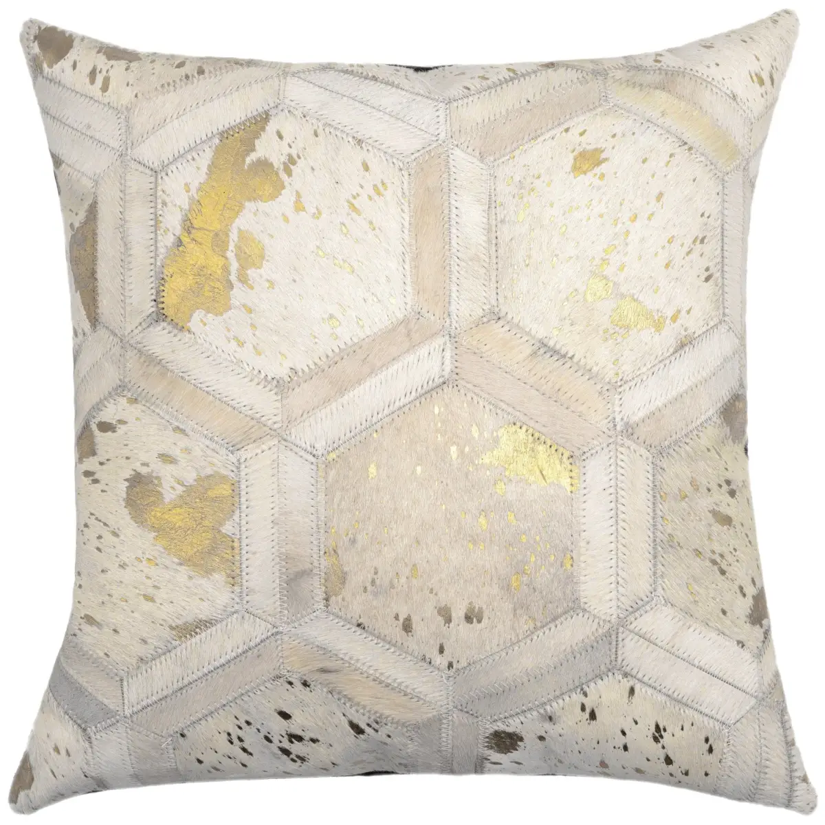 Canvello Genuine Cowhide Leather Decorative Throw Pillows - Handmade Patchwork Boho Accent Pillows For Sofa Couch Bed