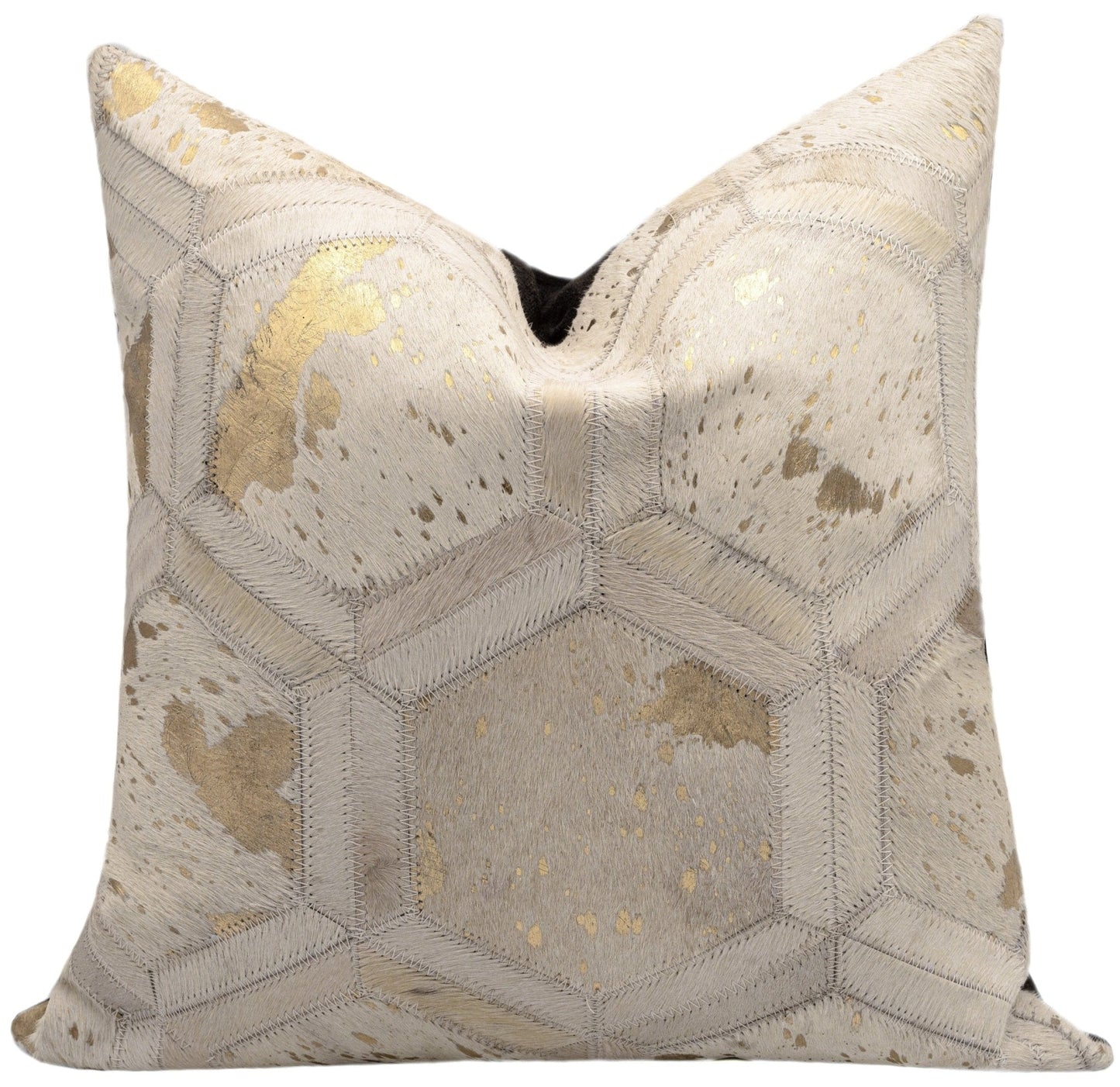 Cojines decorativos de piel de vaca auténtica Canvello - Cojines decorativos de patchwork boho hechos a mano para sofá, sillón, cama, silla - Fundas de almohadas de granja del suroeste del oeste con inserto de plumas incluido)