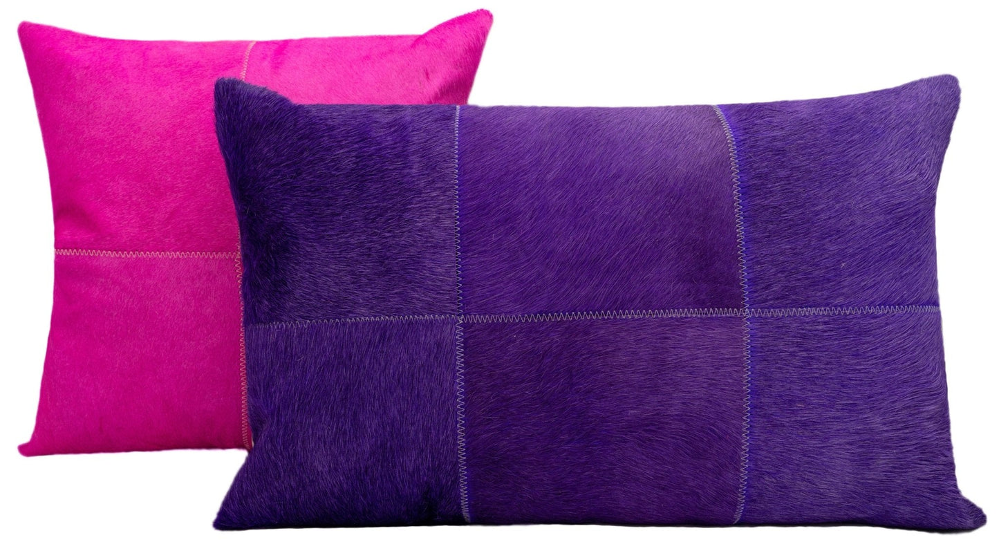 Cojines decorativos de piel de vaca auténtica Canvello - Cojines decorativos de patchwork boho hechos a mano para sofá, sillón, cama, silla - Fundas de almohadas de granja del suroeste del oeste con inserto de plumas incluido)