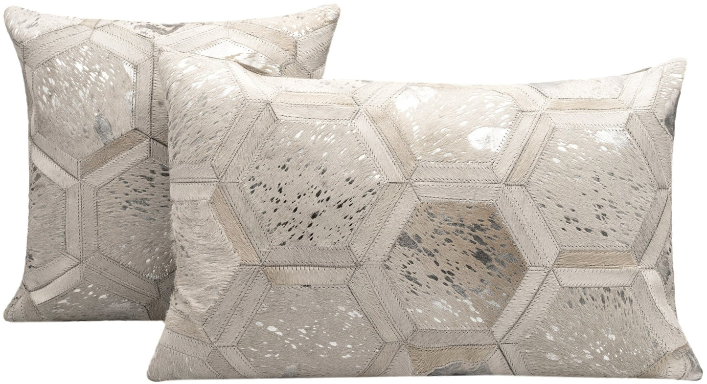 Cojines decorativos de piel de vaca auténtica Canvello: cojines decorativos bohemios con patchwork hechos a mano para sofá, sillón, cama y silla; fundas de almohadas de estilo rústico del suroeste del oeste con relleno de plumas incluido