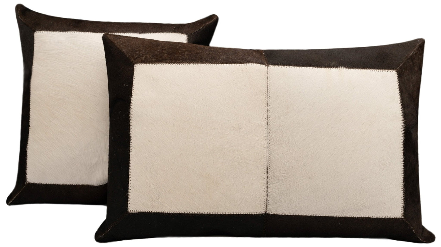 Cojines decorativos de piel de vaca auténtica Canvello - Cojines decorativos de patchwork boho hechos a mano para sofá, sillón, cama, silla - Fundas de almohadas de granja del suroeste del oeste con inserto de plumas incluido)