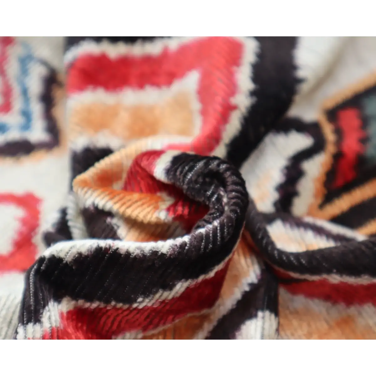 Canvello Geometric Orange Ivory Handmade 16x24 Silk Velvet Pillow Organic Veg Dyed Down/Feather Filled - Canvello
