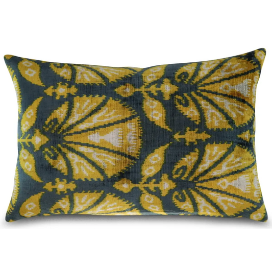 Canvello Gold Gray Handmade 16x24 Silk Velvet Pillow Organic Veg Dyed Down/Feather Filled - Canvello