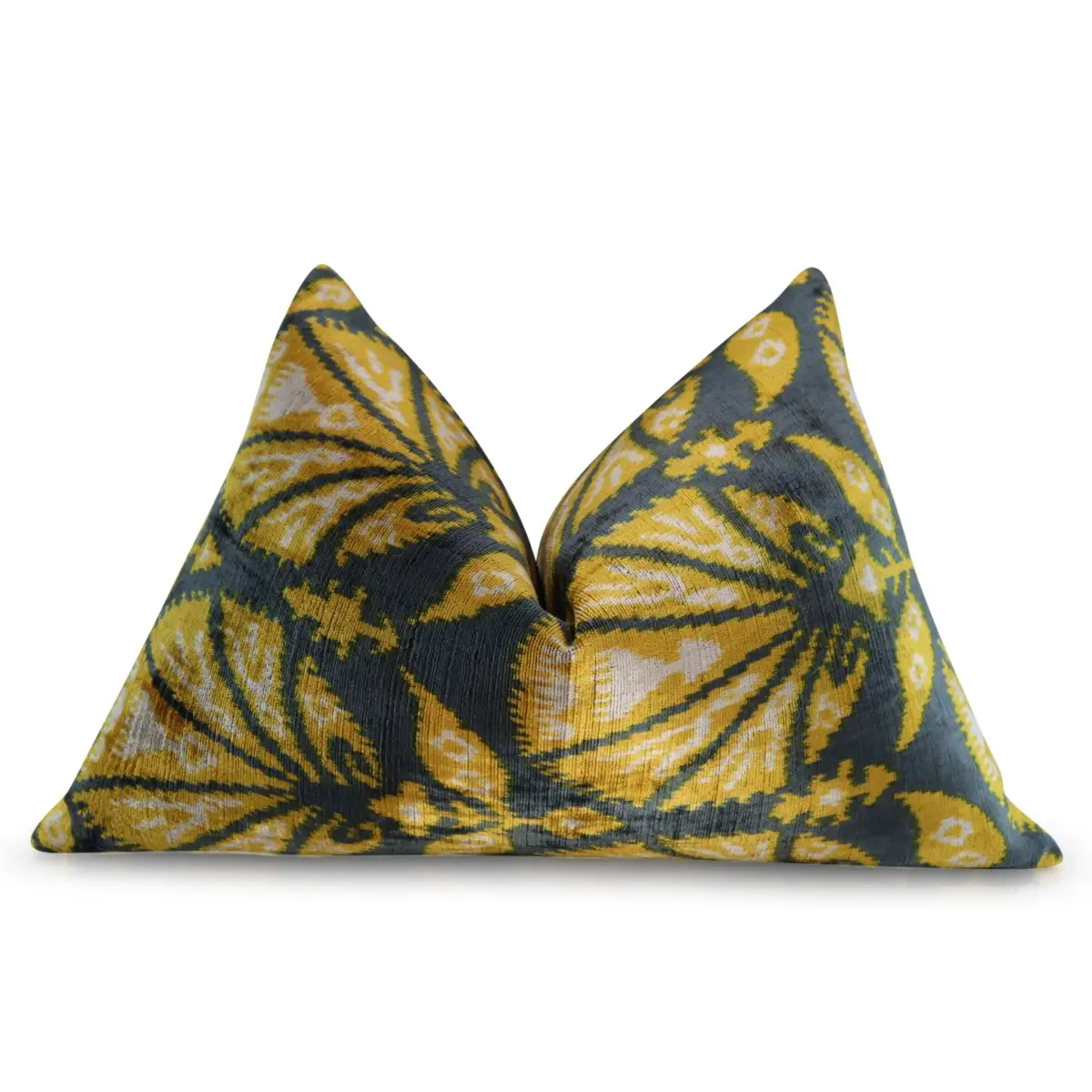 Canvello Gold Gray Handmade 16x24 Silk Velvet Pillow Organic Veg Dyed Down/Feather Filled - Canvello