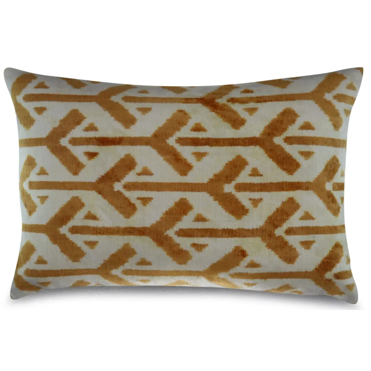 Canvello Gold Ivory Handmade 16x24 Silk Velvet Pillow Organic Veg Dyed Down/Feather Filled - Canvello