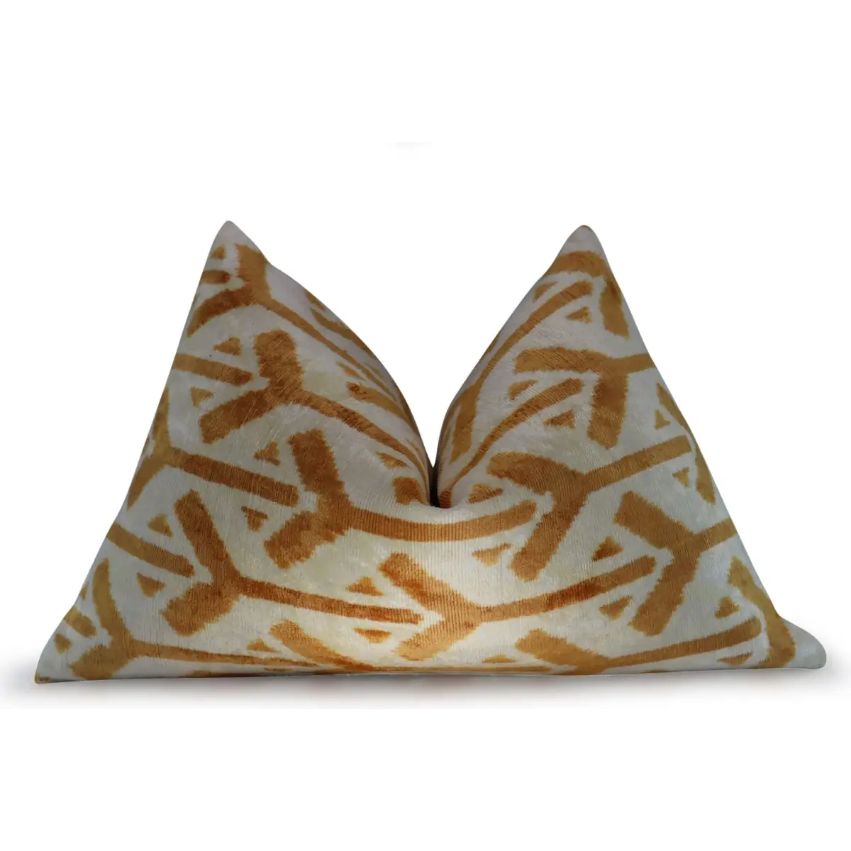 Canvello Gold Ivory Handmade 16x24 Silk Velvet Pillow Organic Veg Dyed Down/Feather Filled - Canvello