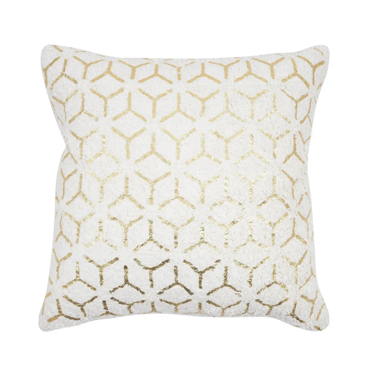 Canvello Grandcanyon Geometric Gold Foil Cotton Pillow White - White / 17’’W x 17’’L x 5’’H - Canvello