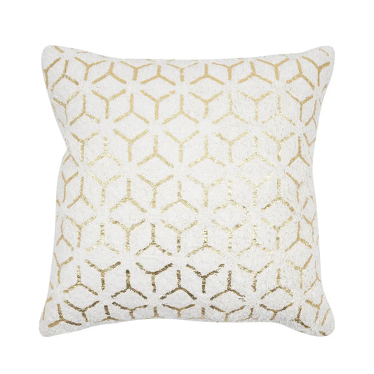 Canvello Grandcanyon Geometric Gold Foil Cotton Pillow White - White / 17’’W x 17’’L x 5’’H - Canvello