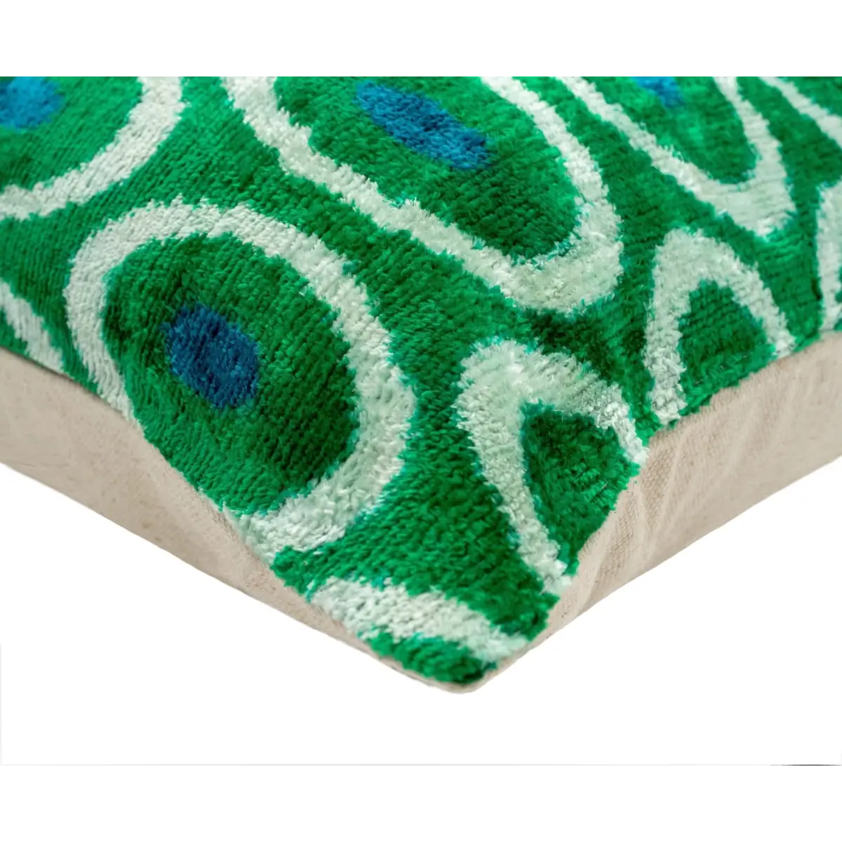 Canvello Green Blue Handmade 16x16 Silk Velvet Pillow Organic Veg Dyed Down/Feather Filled - Canvello