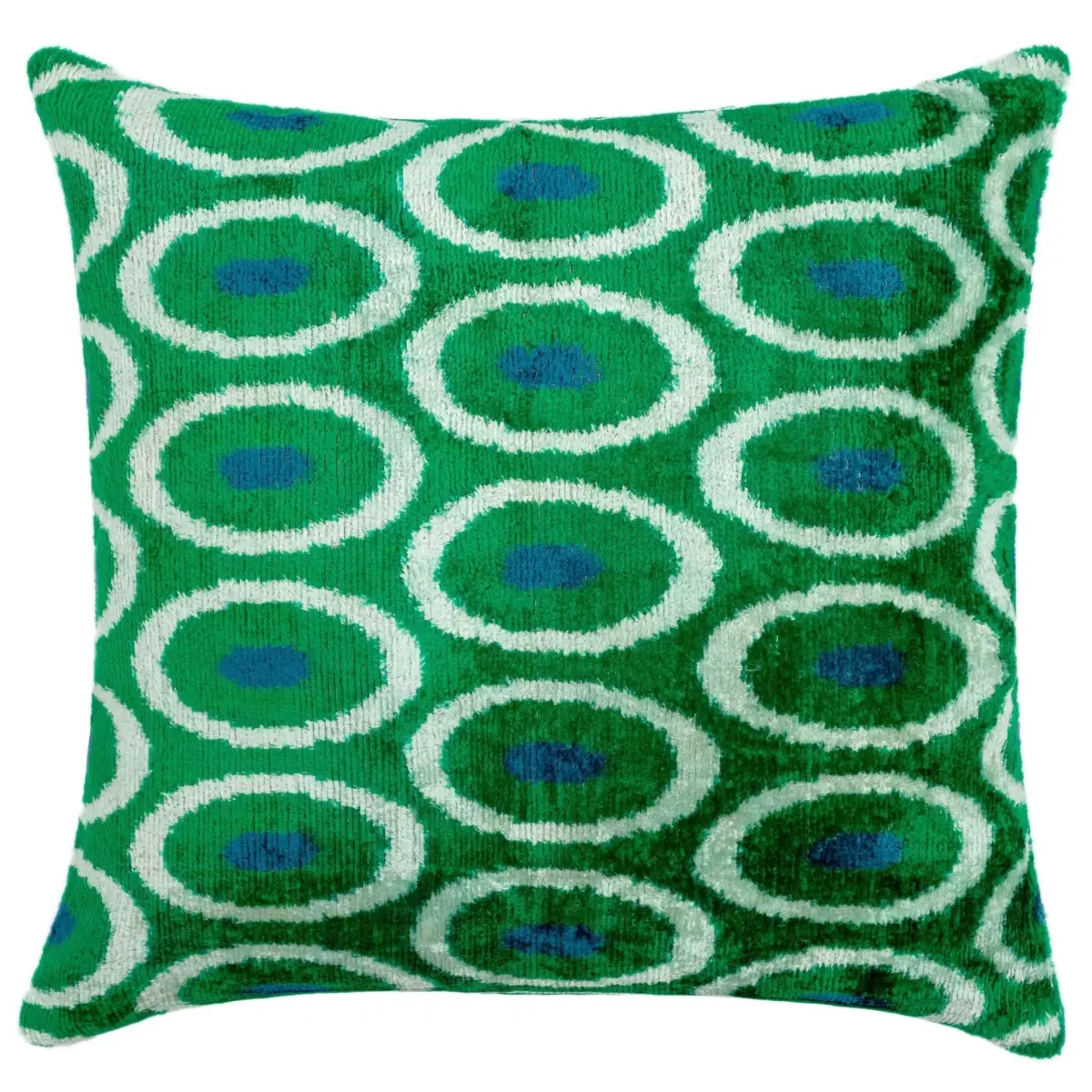 Canvello Green Blue Handmade 16x16 Silk Velvet Pillow Organic Veg Dyed Down/Feather Filled - Canvello