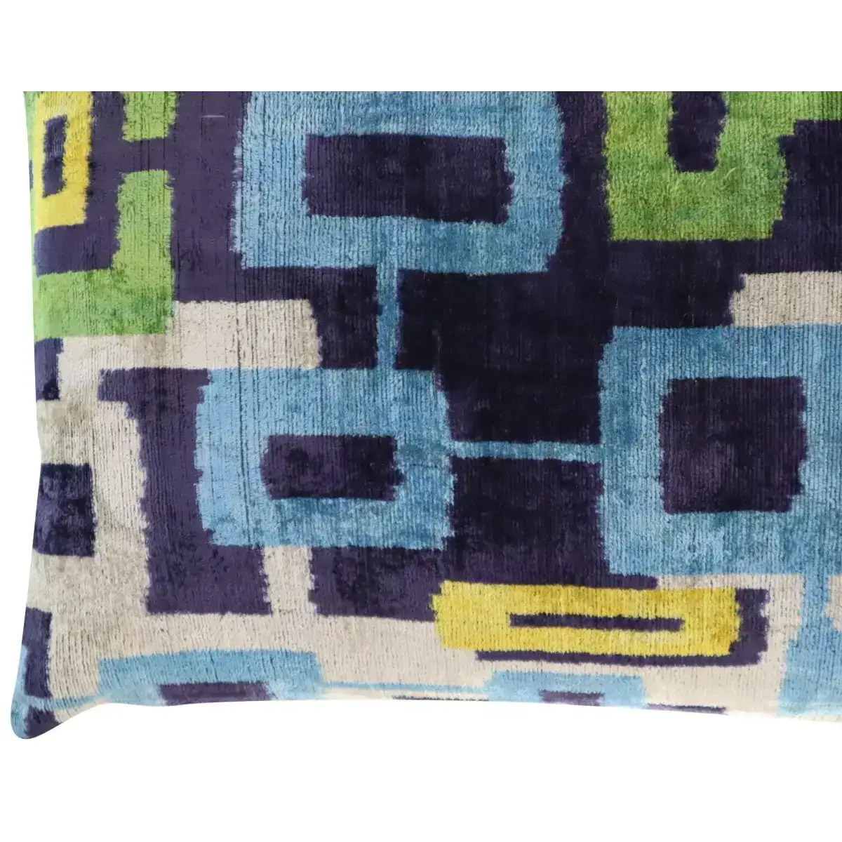 Canvello Green Blue Handmade 16x24 Silk Velvet Pillow Organic Veg Dyed Down/Feather Filled - Canvello