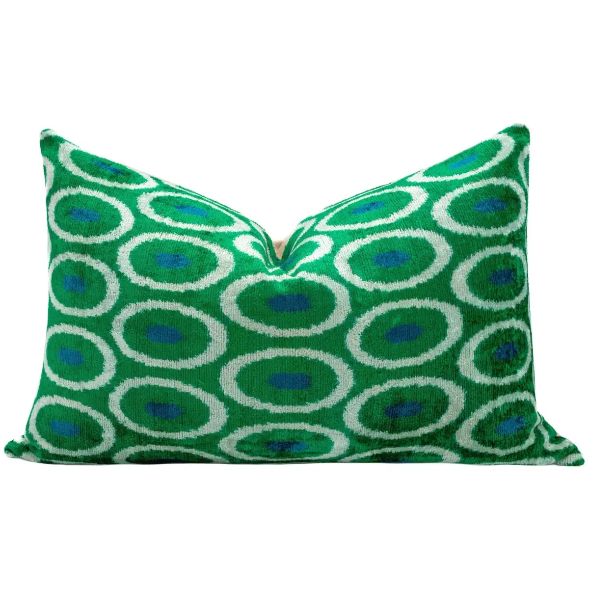 Canvello Green Blue Handmade 16x24 Silk Velvet Pillow Organic Veg Dyed Down/Feather Filled - Canvello
