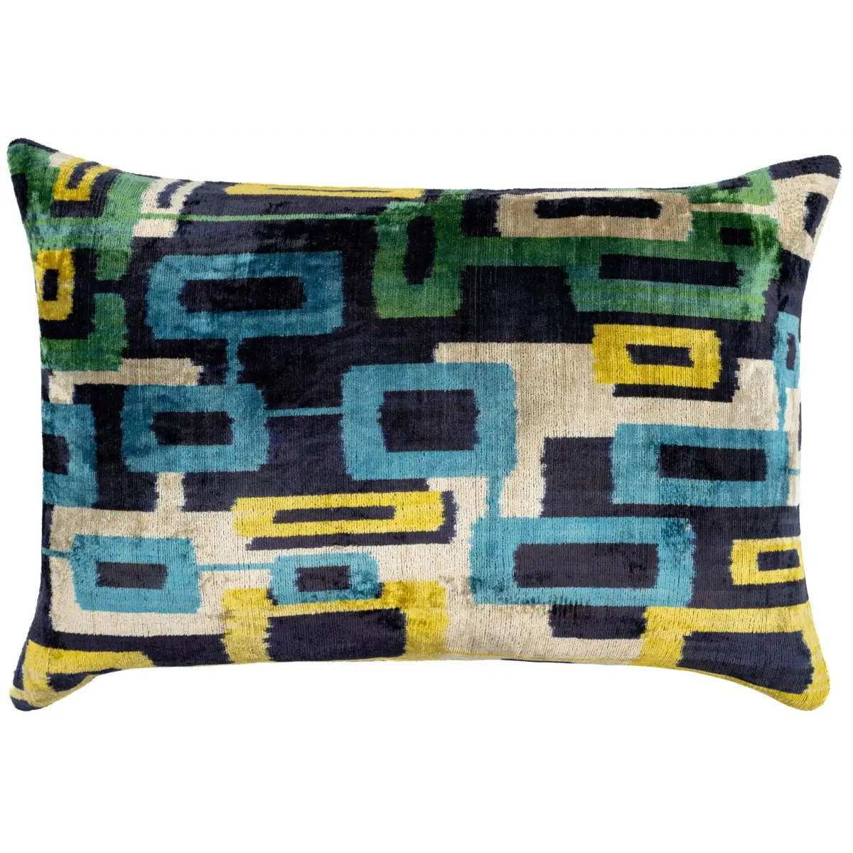 Canvello Green Blue Handmade 16x24 Silk Velvet Pillow Organic Veg Dyed Down/Feather Filled - Canvello