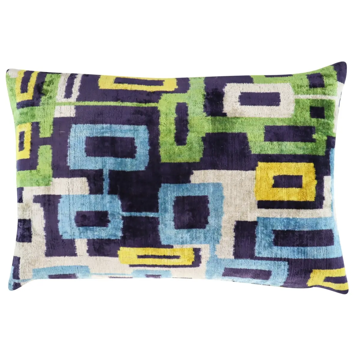 Canvello Green Blue Handmade 16x24 Silk Velvet Pillow Organic Veg Dyed Down/Feather Filled - Canvello