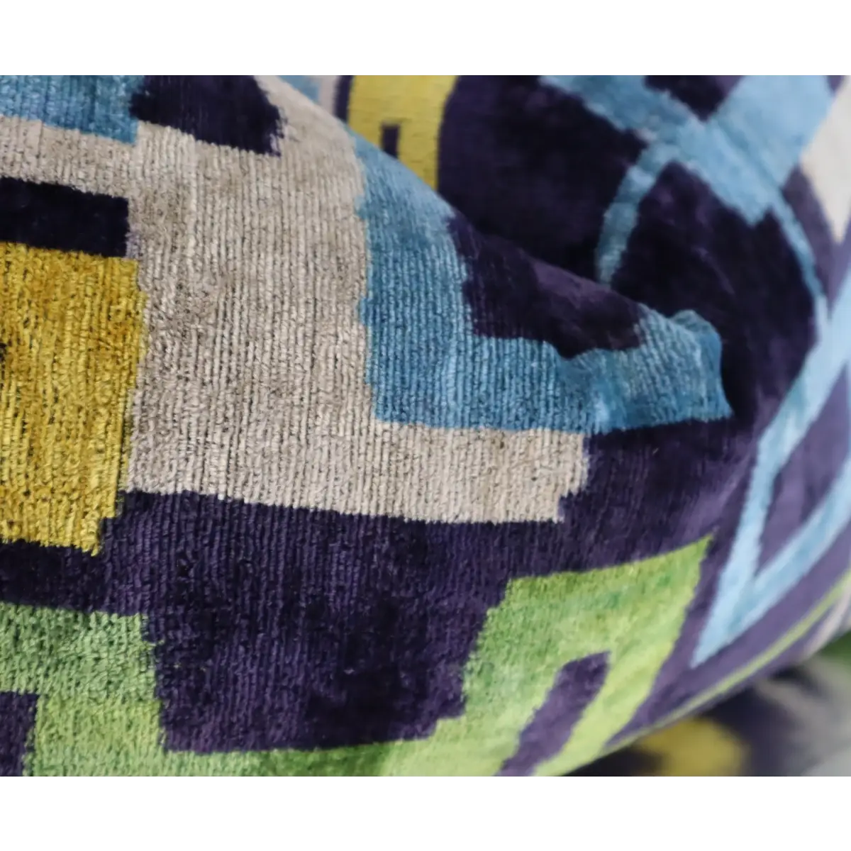 Canvello Green Blue Handmade 16x24 Silk Velvet Pillow Organic Veg Dyed Down/Feather Filled - Canvello