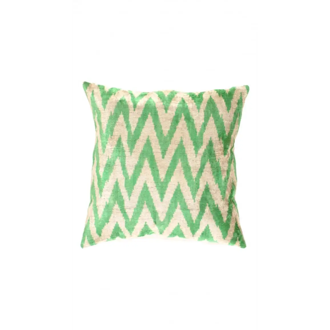 Canvello Green Color Turkish Velvet Silk ikat pillow - 24’’ X 24’’ - Green / 24’’ X 24’’ - Canvello
