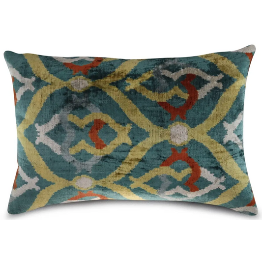 Canvello Green Gold Handmade 16x24 Silk Velvet Pillow Organic Veg Dyed Down/Feather Filled - Canvello