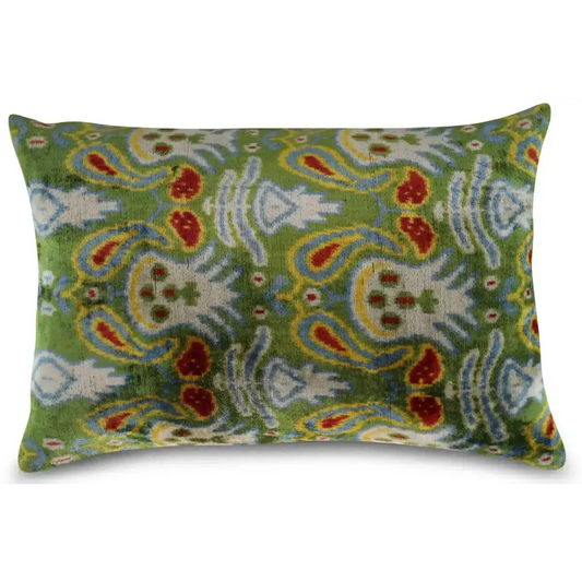 Canvello Green Handmade 16x24 Silk Velvet Pillow Organic Veg Dyed Down/Feather Filled - Canvello