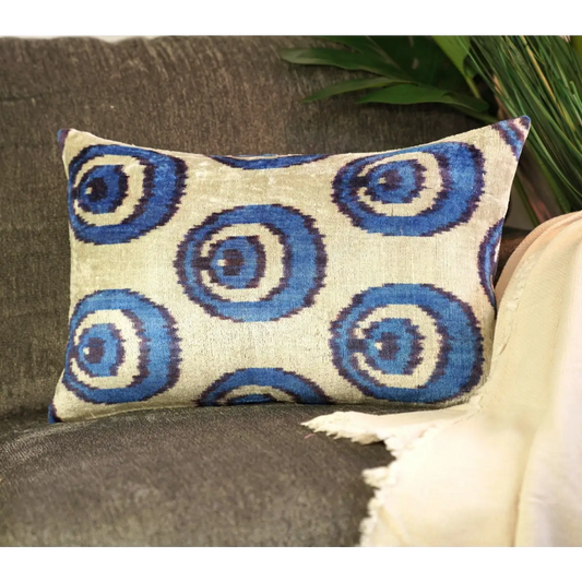 Canvello Habdmade Velvet Blue Throw Pillow + Down Insert - 16x24 - Canvello