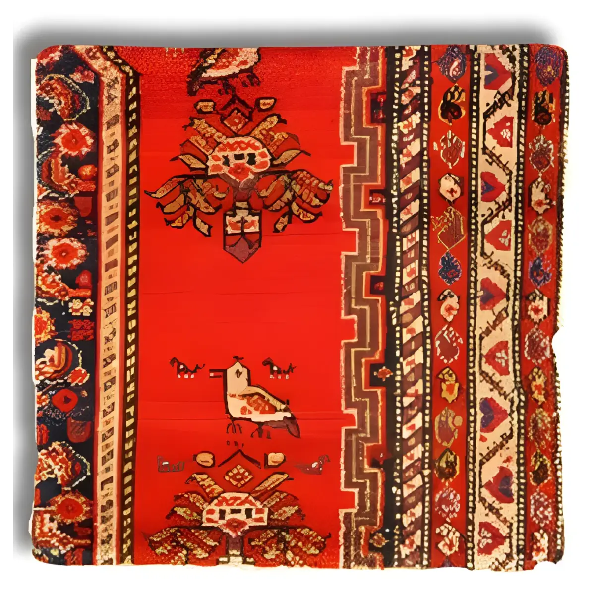 Canvello Hand Knotted Vintage Farahan Rug Pillow - 20’’X20’’ - Rust | Beige | Rust | Navy Blue | Beige - Canvello
