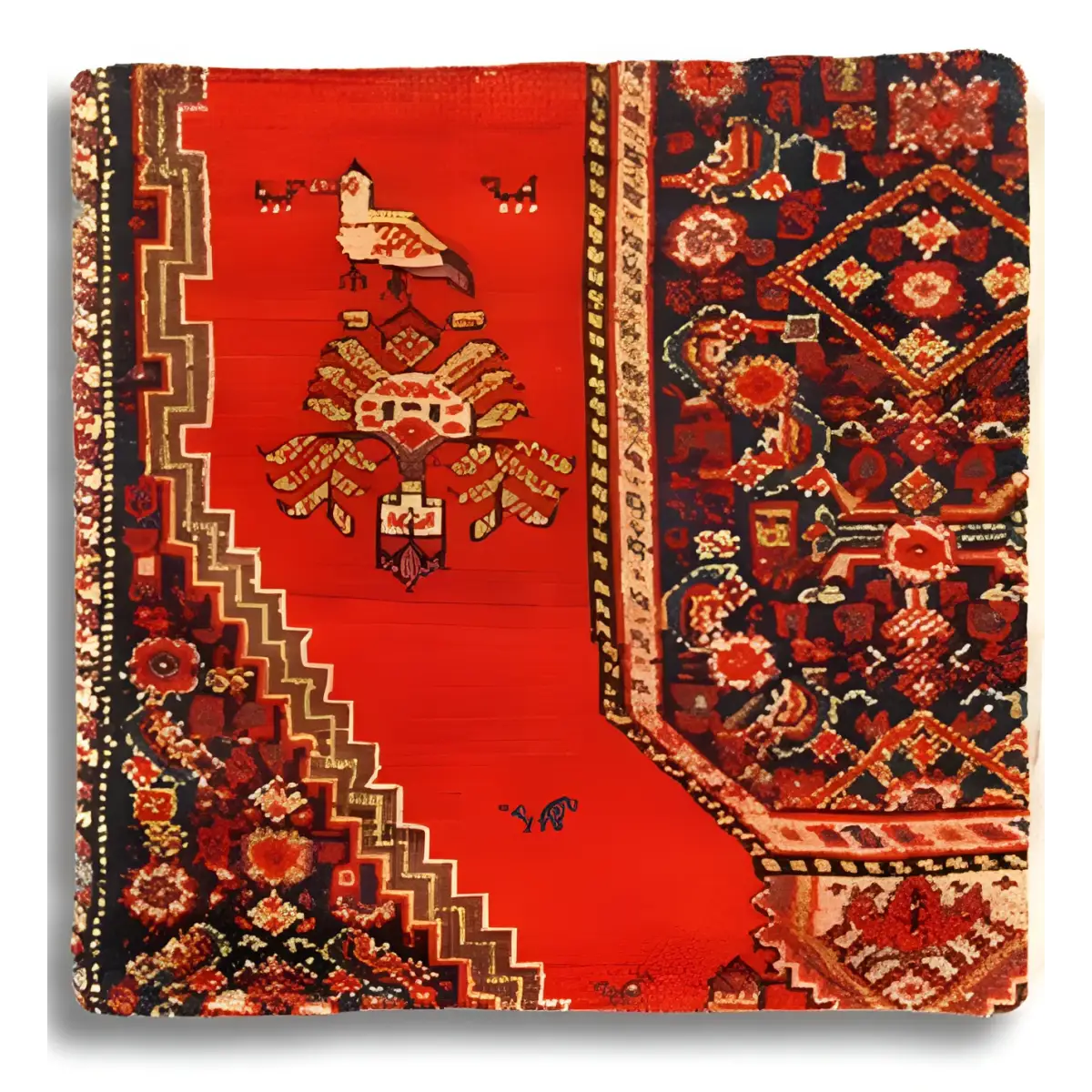 Canvello Hand Knotted Vintage Farahan Rug Pillow - 20’’X20’’ - Rust | Navy Blue | Beige - Canvello