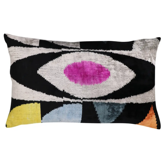 Canvello Handmade Abstract Design Velvet Throw Pillow - 16’’ X 24’’ - Gray Black Purple - Canvello