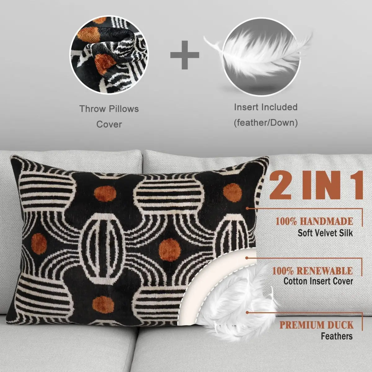 Canvello Handmade Black Gold Color Throw Pillows - 16x24 - Canvello