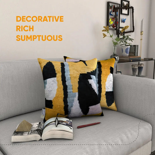 Canvello Handmade Black And Yellow Pillows - 18x18 | Set of 2 | Canvello