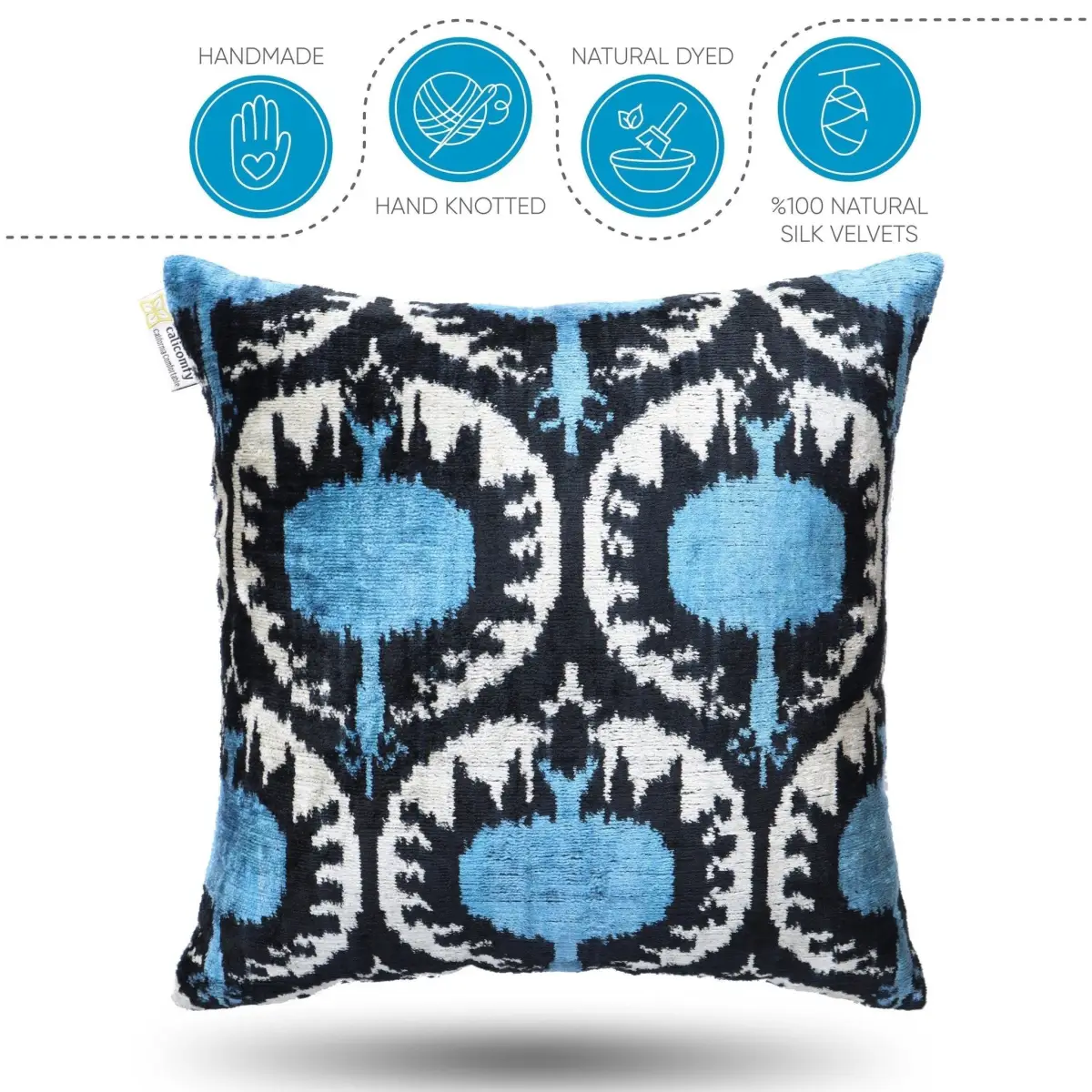 Canvello Handmade Blue Black Velvet Throw Pillows - 18x18 - Canvello
