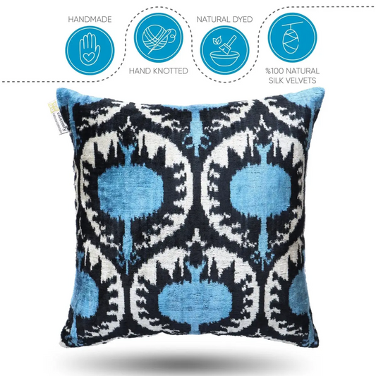 Canvello Handmade Blue Black Velvet Throw Pillows - 18x18 - Canvello