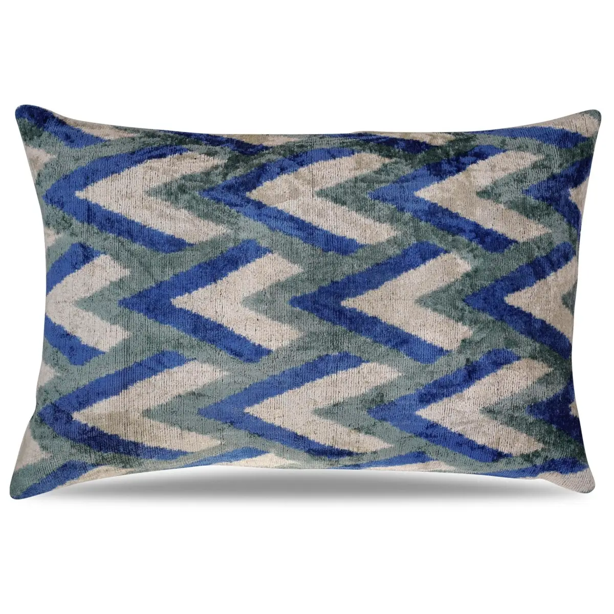Canvello Handmade Blue Gray Silver Chevron Throw Pillows - 24x16 - Canvello