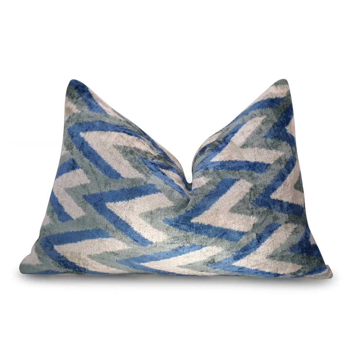 Canvello Handmade Blue Gray Silver Chevron Throw Pillows - 24x16 - Canvello