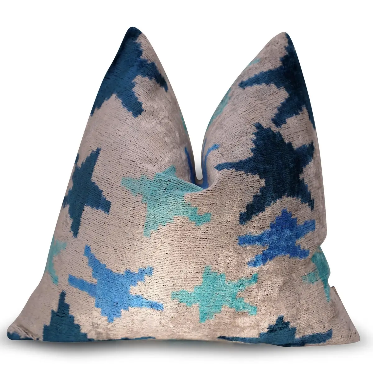 Canvello Handmade Blue Silver Start Print Throw Pillows - 16x16 inch - Canvello