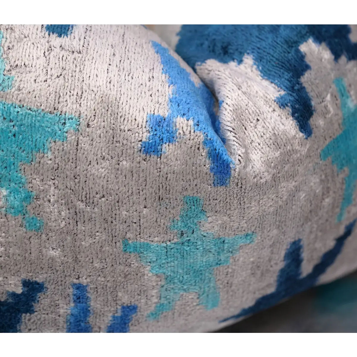 Canvello Handmade Blue Silver Start Print Throw Pillows - 24x16 - Canvello