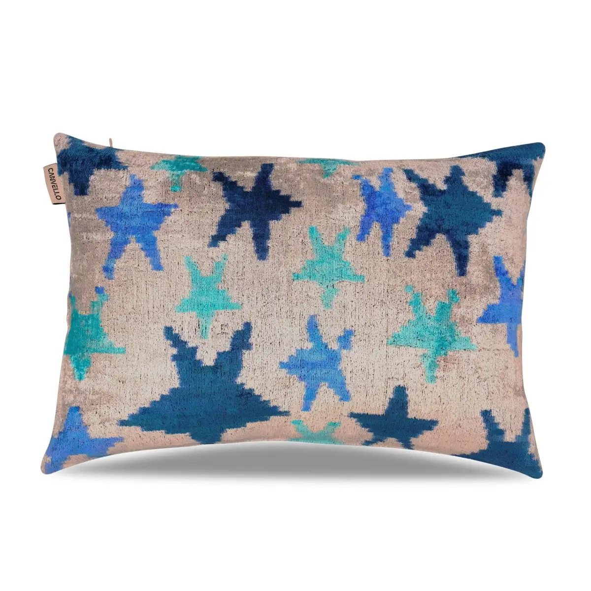 Canvello Handmade Blue Silver Start Print Throw Pillows - 24x16 - Canvello