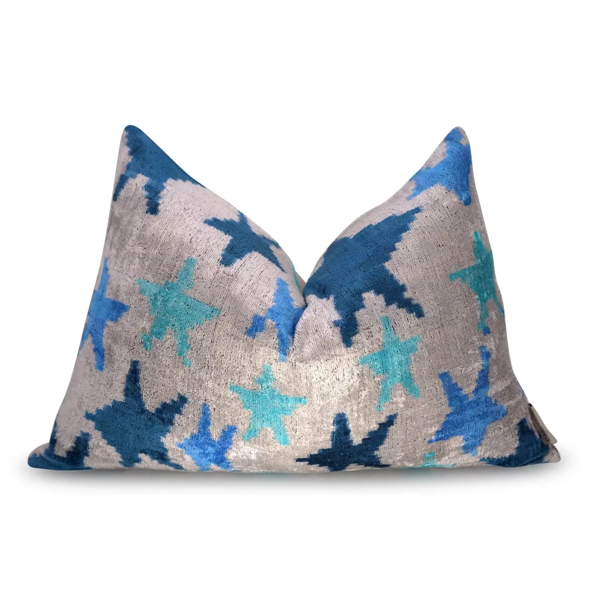 Canvello Handmade Blue Silver Start Print Throw Pillows - 24x16 - Canvello