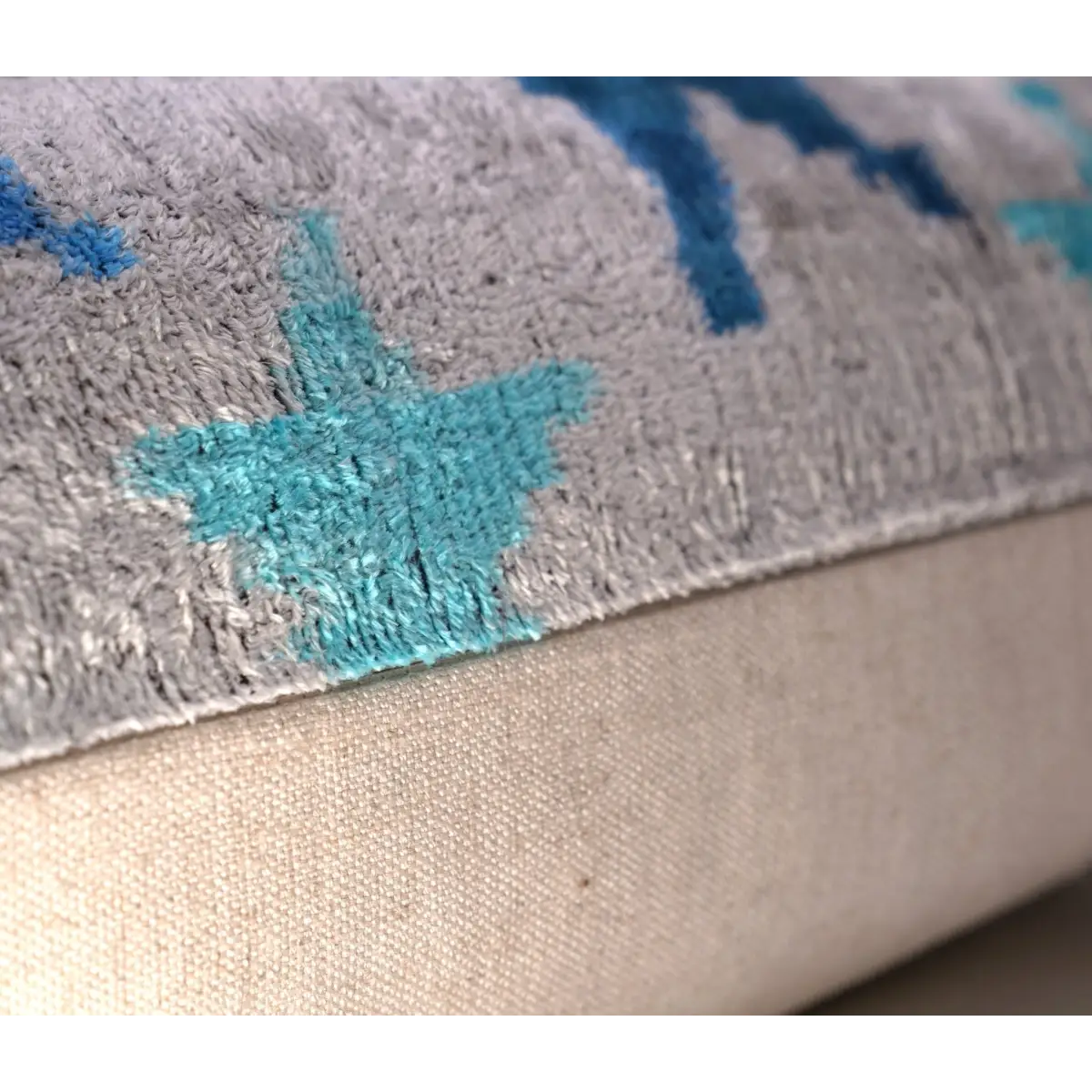 Canvello Handmade Blue Silver Start Print Throw Pillows - 24x16 - Canvello