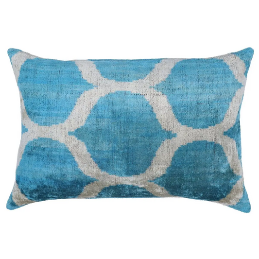 Canvello Handmade Blue Velvet Lumbar Pillow For Sofa - 16x24 - Canvello