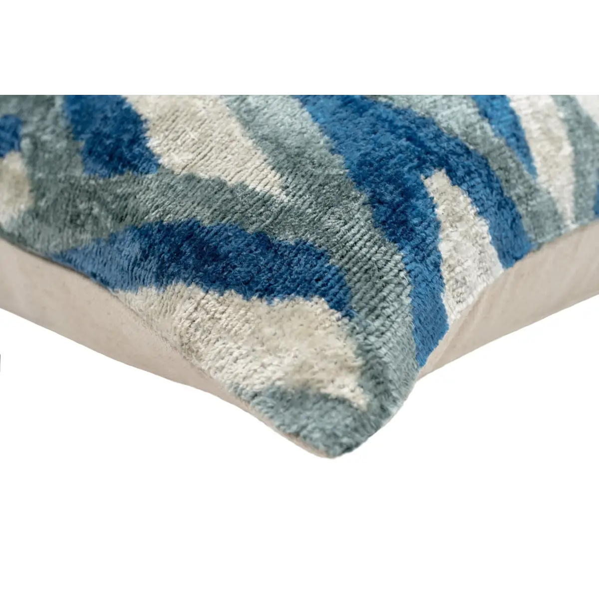 Canvello Handmade Chevron Velvet Throw Pillow in Blue and Grey - Ideal for Modern and Coastal Decor - 24x16 - Canvello